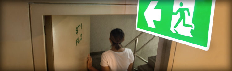 Fire exit stairs and sign